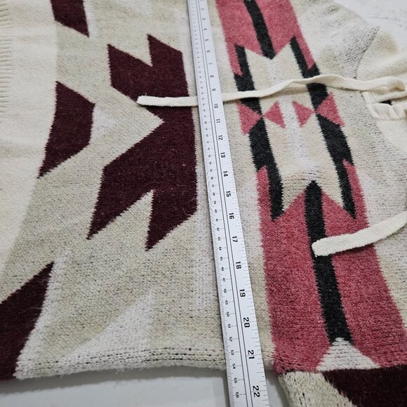 Lou & Grey Slopeside Aztec Hoodie Sweater Small Ivory Burgundy SW Boho - Picture 9 of 9